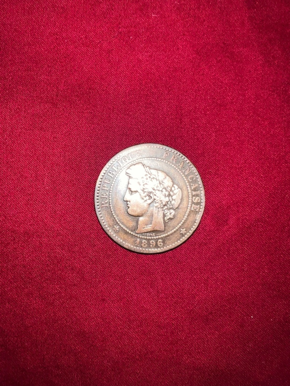 Antique French 1896 Coin - Copper Tone